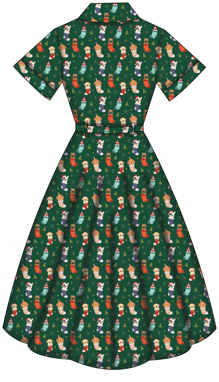 Peggy Swing Dress - Christmas Pups - Preorder for dispatch 28th of October