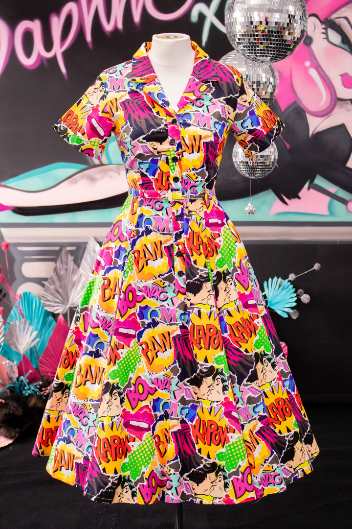 Peggy Swing Dress in Comic Print