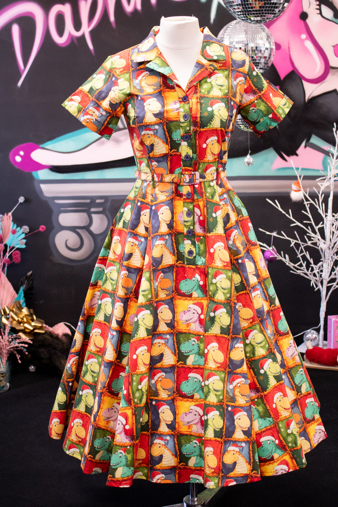 PREORDER - Peggy Swing Dress - Dino's First Christmas - Estimate dispatch 10th of December