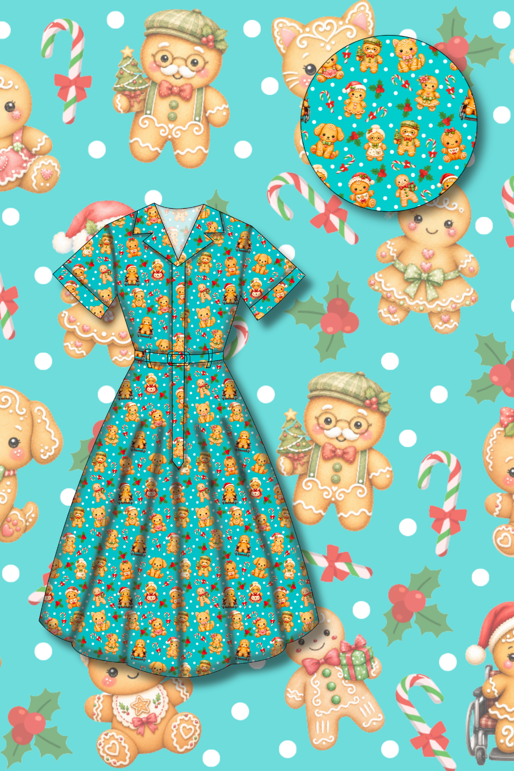 PREORDER - Peggy Swing Dress - Gingerbread Cheer - Estimated dispatch date 5th of November