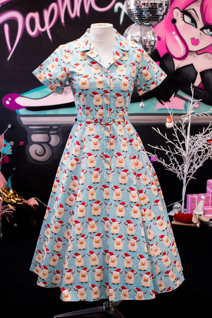 PREORDER - Peggy Swing Dress - Christmas Highland - Estimate dispatch 17th of December
