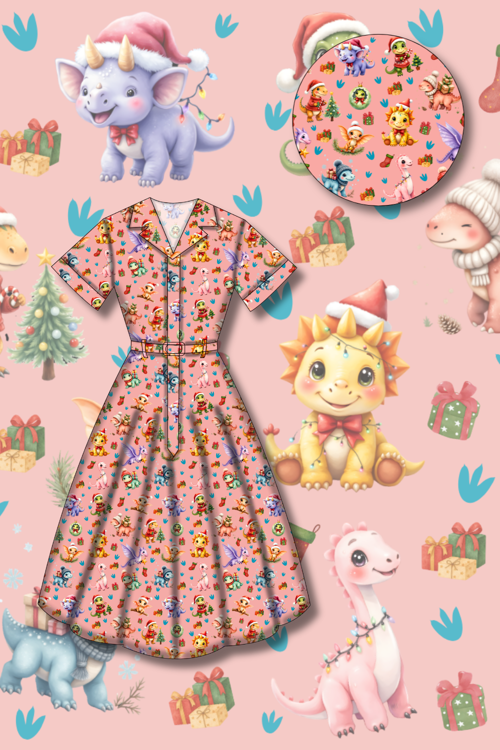 PREORDER - Peggy Swing Dress - Jurassic Jingles - Estimated dispatch date 5th of November