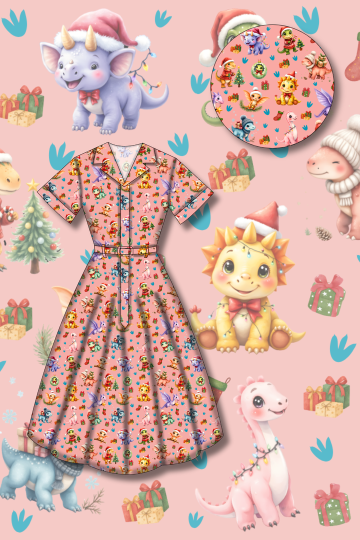 PREORDER - Peggy Swing Dress - Jurassic Jingles - Estimated dispatch date 5th of November
