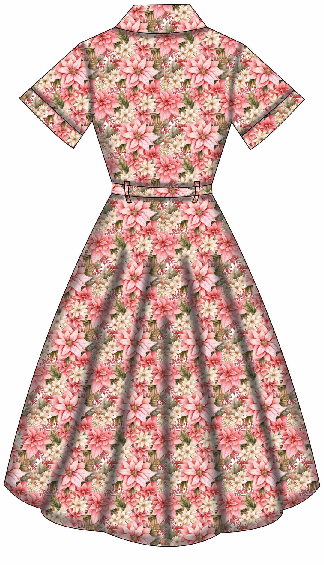 Peggy Swing Dress - Pink Poinsettia - Preorder for dispatch 28th of October