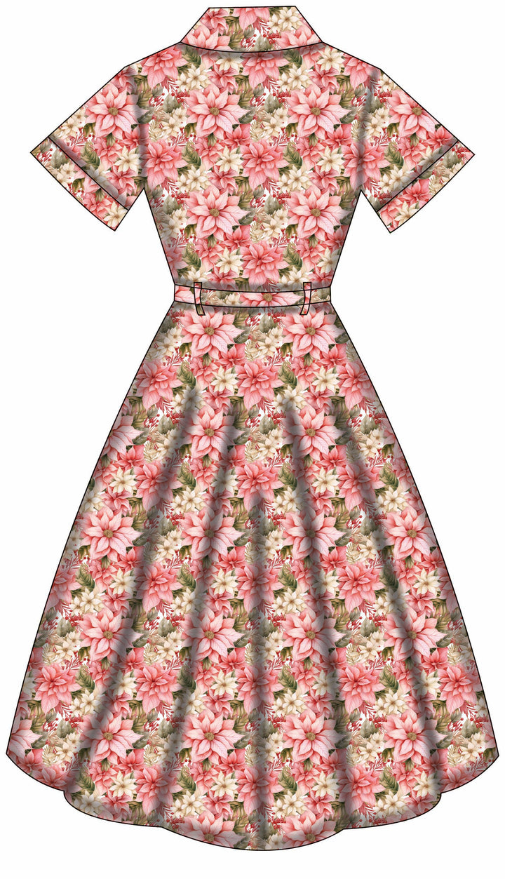 Peggy Swing Dress - Pink Poinsettia - Preorder for dispatch 28th of October