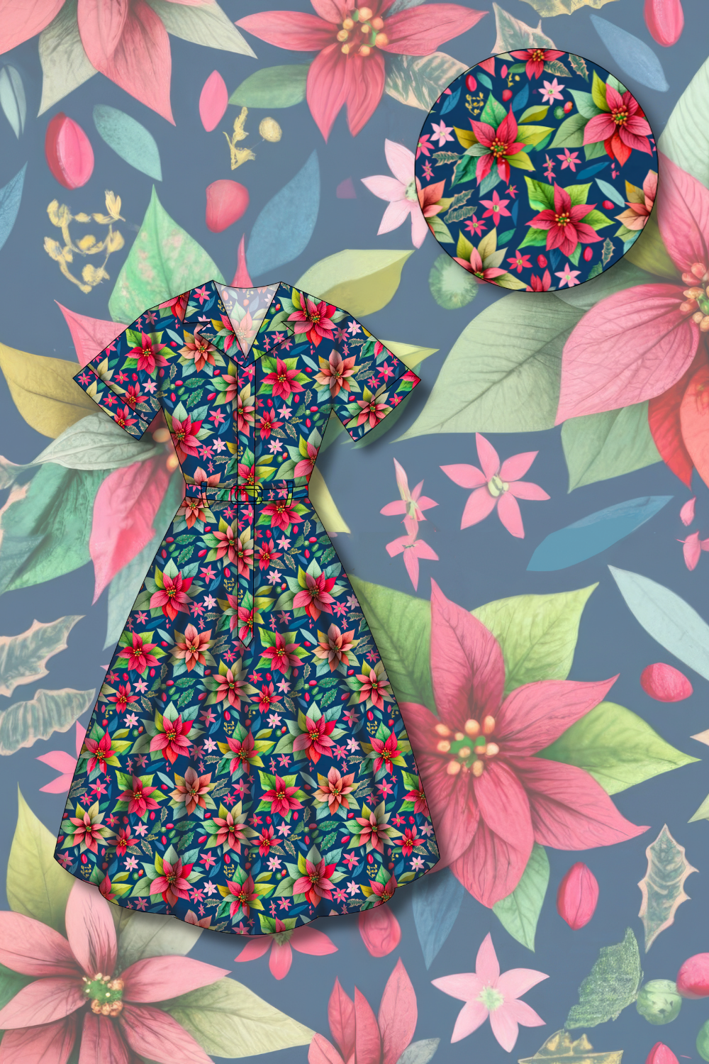 PREORDER - Peggy Swing Dress - Poinsettia Party - Estimated dispatch date 5th of November