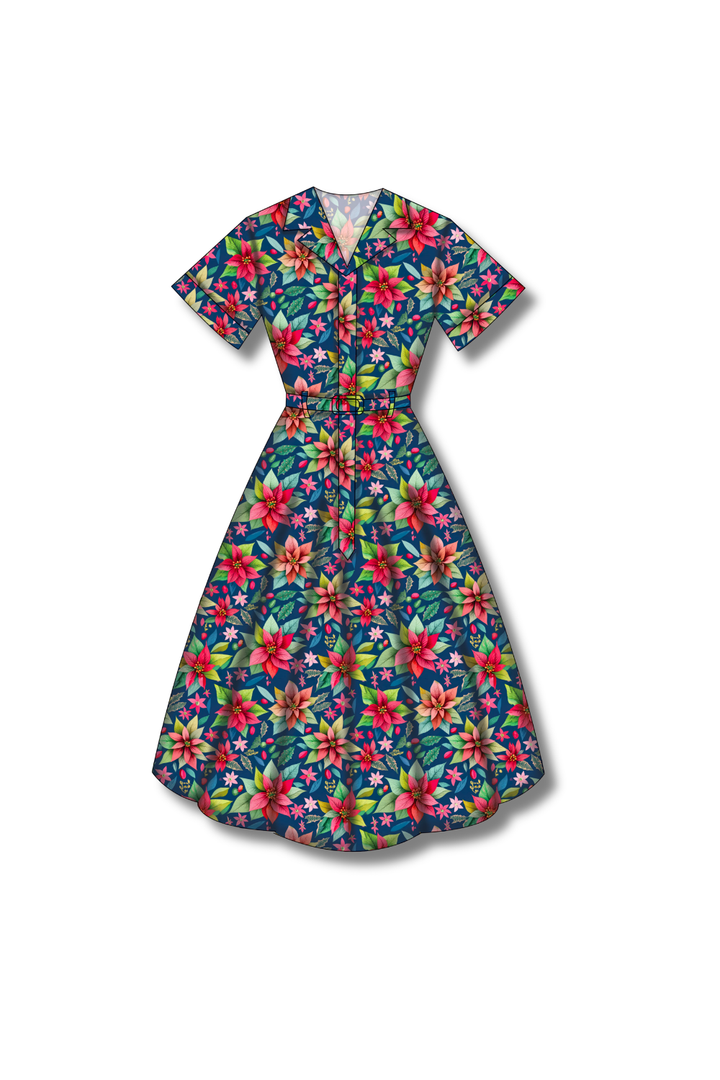 PREORDER - Peggy Swing Dress - Poinsettia Party - Estimated dispatch date 5th of November