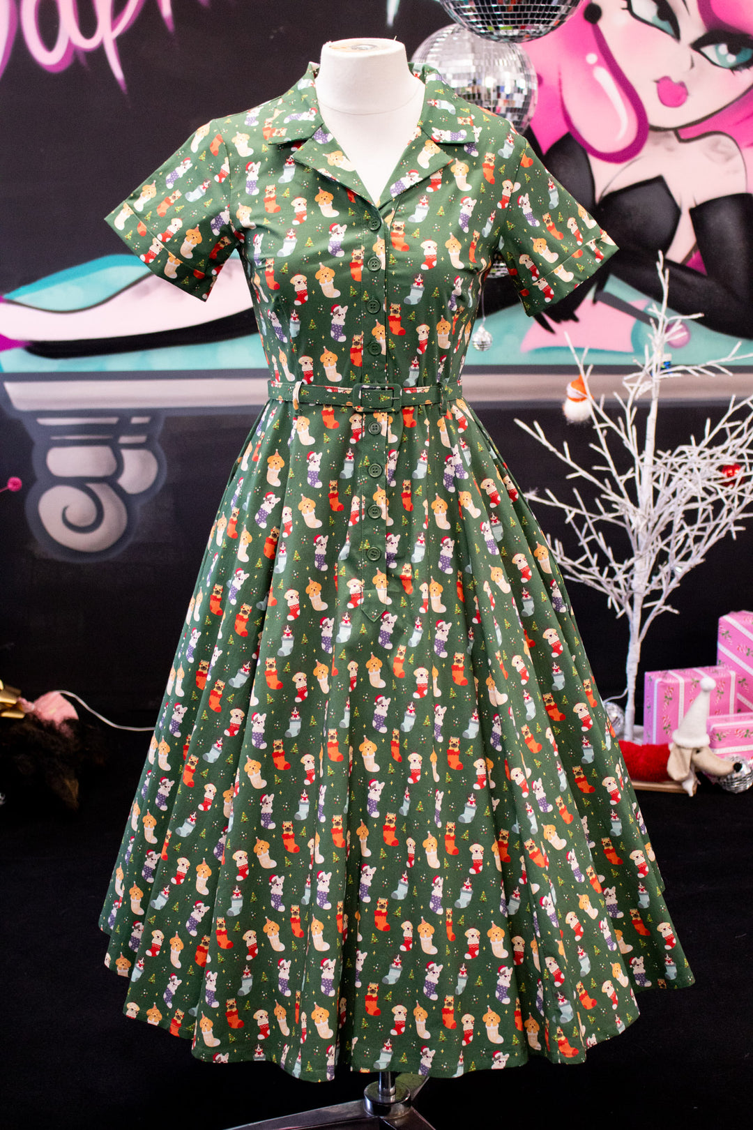 PREORDER - Peggy Swing Dress - Christmas Pups - Estimate dispatch 10th of December