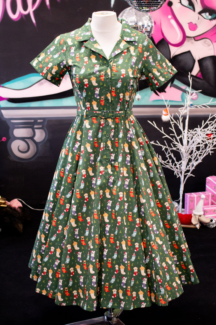 PREORDER - Peggy Swing Dress - Christmas Pups - Estimate dispatch 10th of December