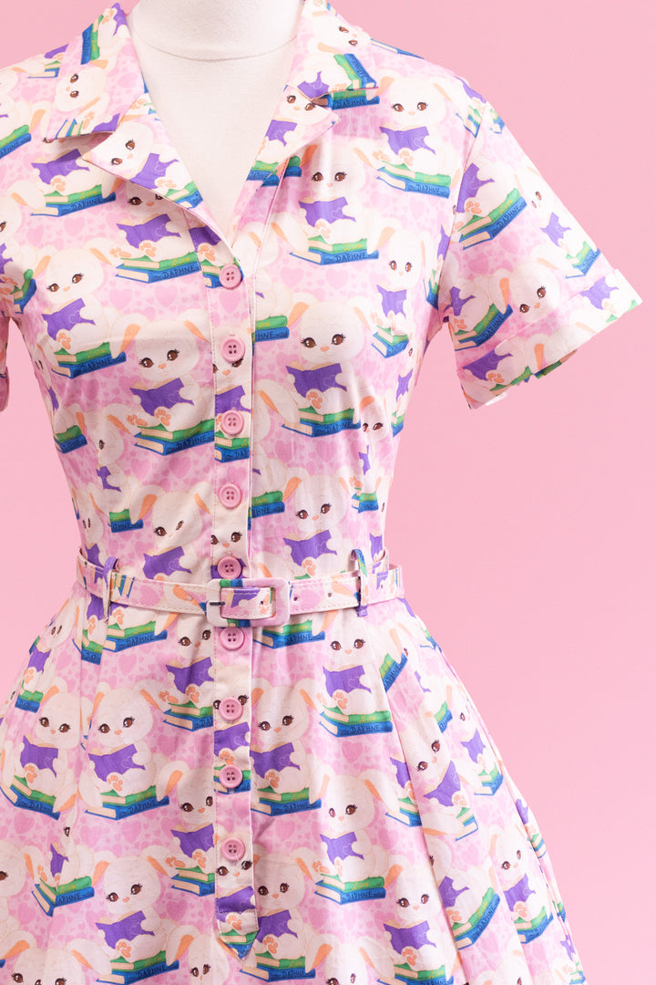 Peggy Swing Dress in Purple Bunny