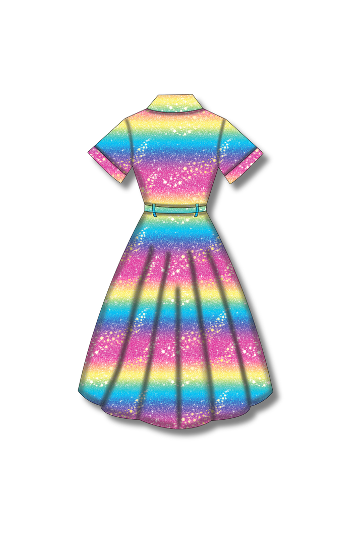 PREORDER - Peggy Swing Dress - Rainbow Christmas - Estimated dispatch date 5th of November