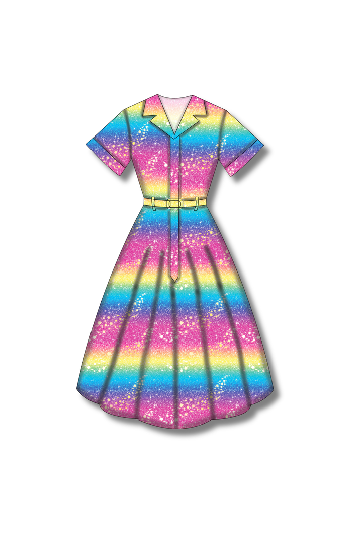 PREORDER - Peggy Swing Dress - Rainbow Christmas - Estimated dispatch date 5th of November