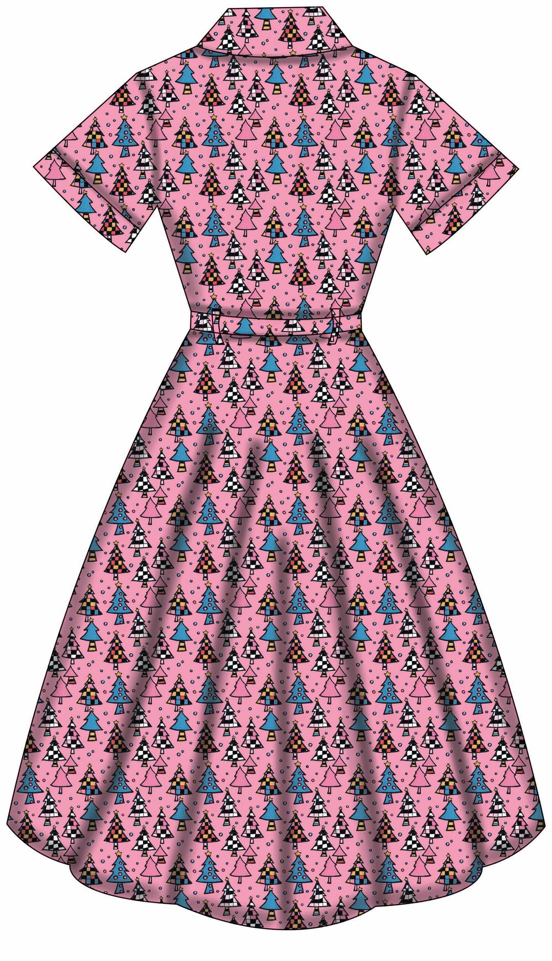Peggy Swing Dress - Retro Christmas Trees - Preorder for dispatch 28th of October
