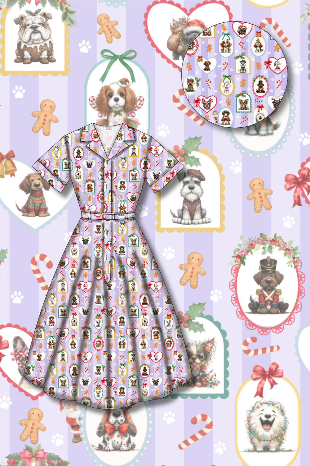 PREORDER - Peggy Swing Dress - Santa Pawtraits - Estimated dispatch date 5th of November