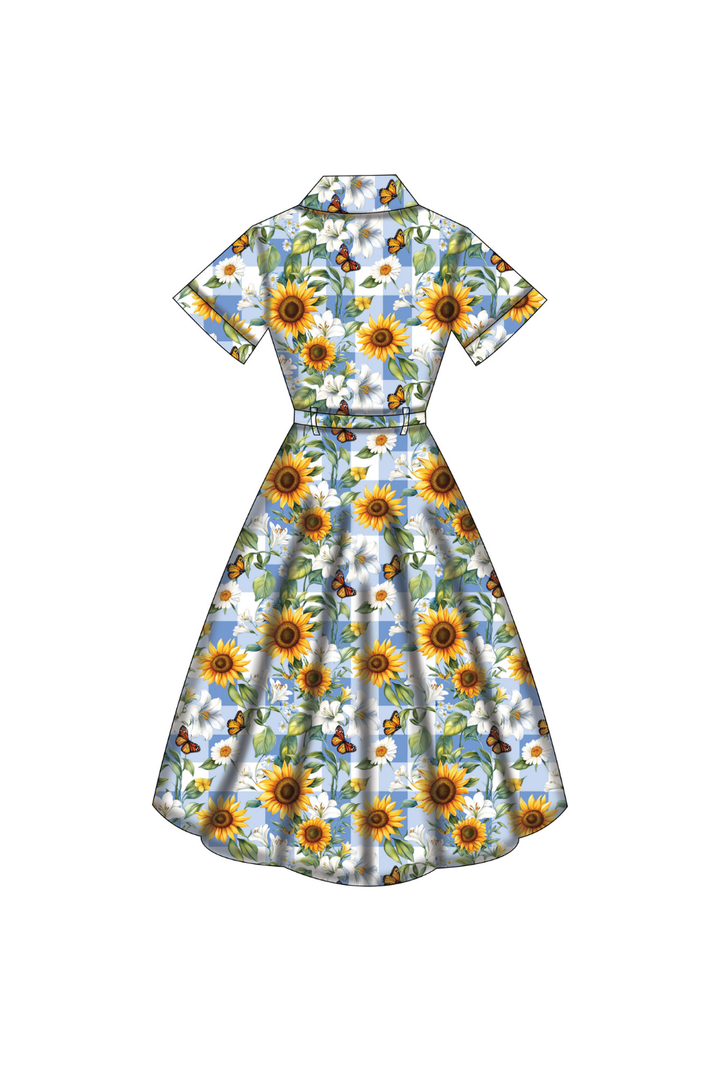 PREORDER - Peggy Swing Dress - Sunflower Blue Gingham - Estimated dispatch date 27th of October