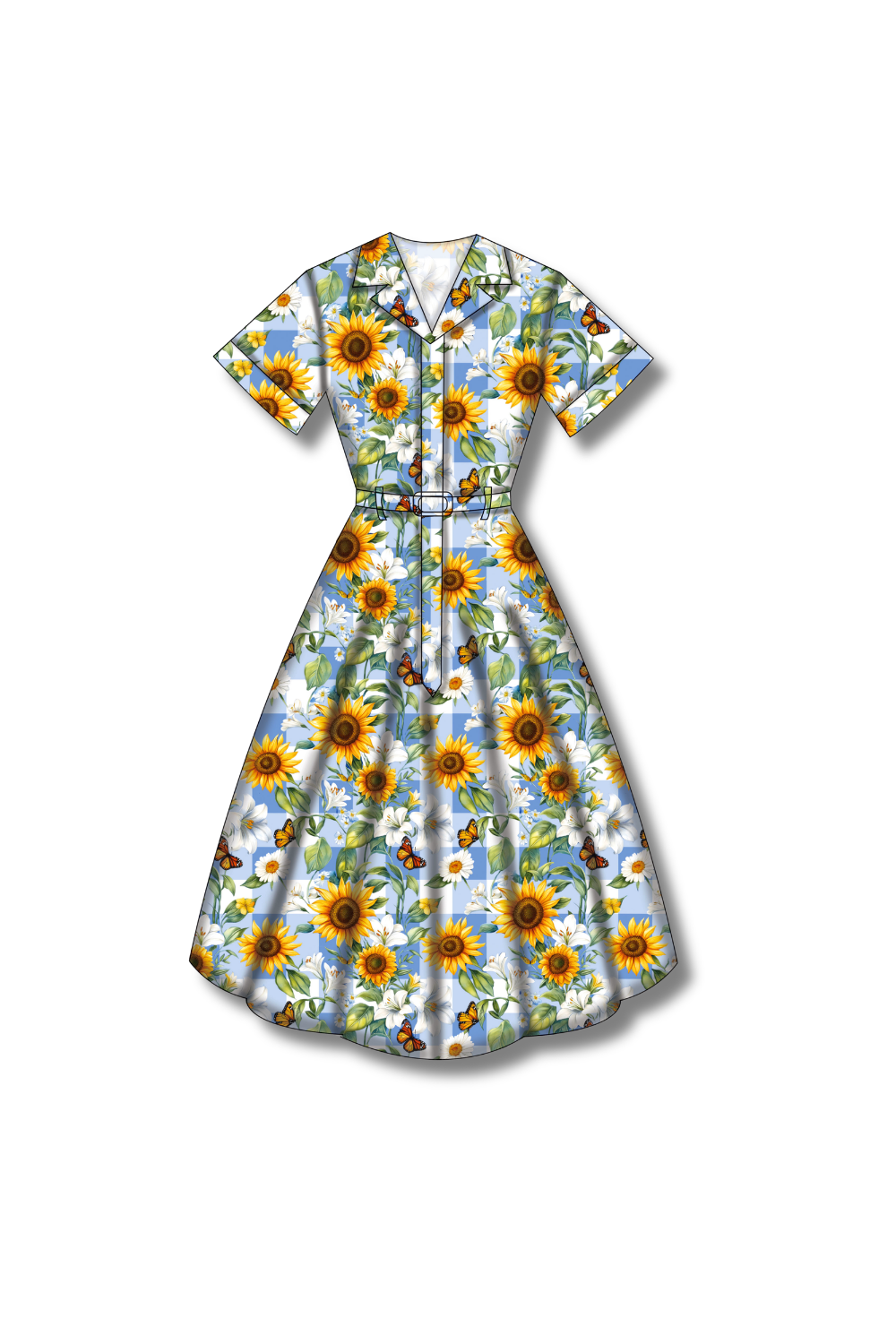 PREORDER - Peggy Swing Dress - Sunflower Blue Gingham - Estimated dispatch date 27th of October