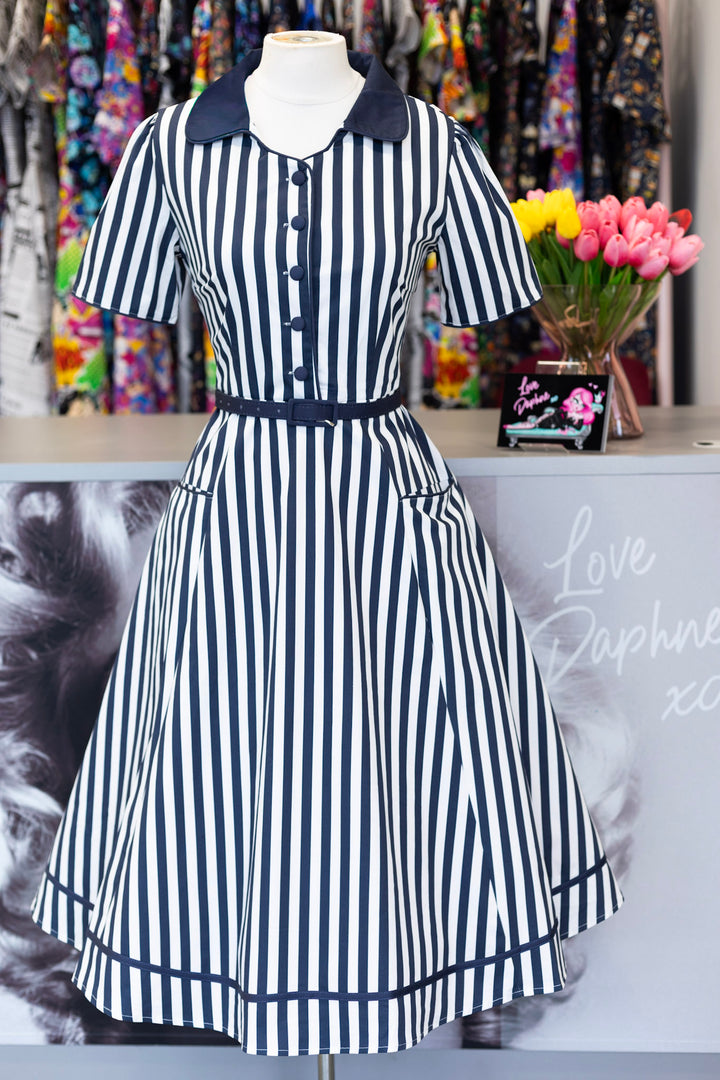 Penelope Blue & White Striped Dress