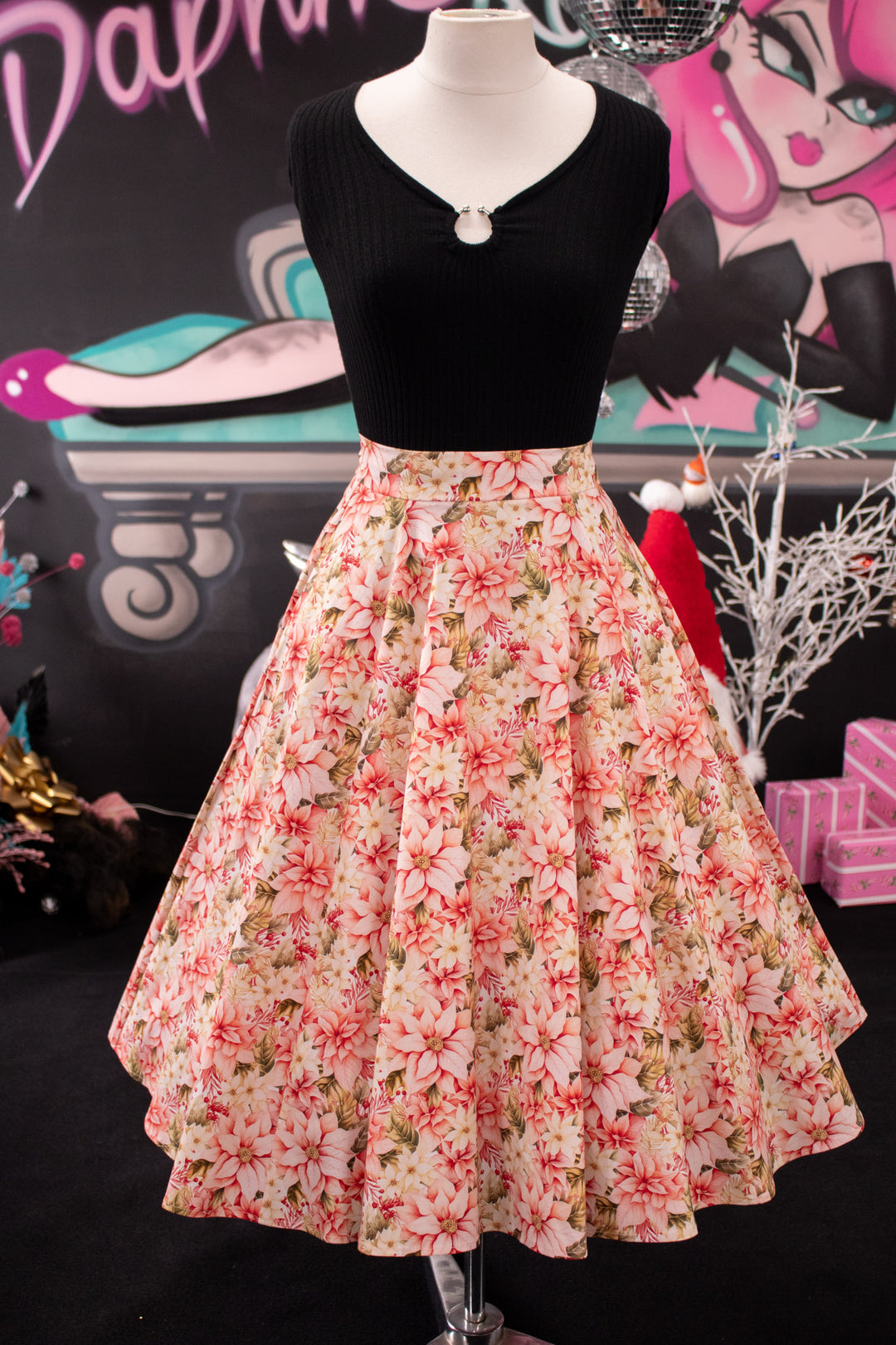 INSTOCK - Iris Swing Skirt - Pink Poinsettia