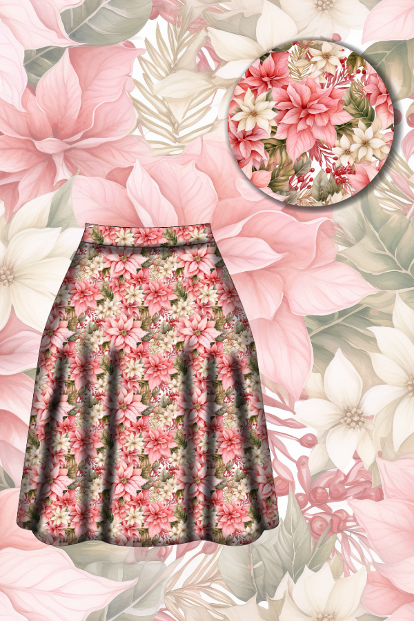 Iris Swing Skirt - Pink Poinsettia - Preorder for dispatch 28th of October