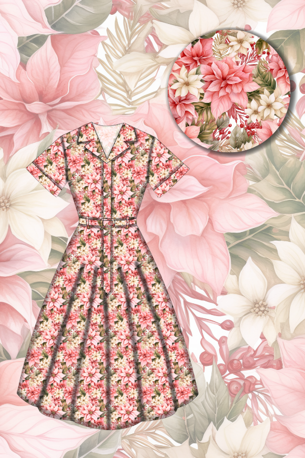 Peggy Swing Dress - Pink Poinsettia - Preorder for dispatch 28th of October