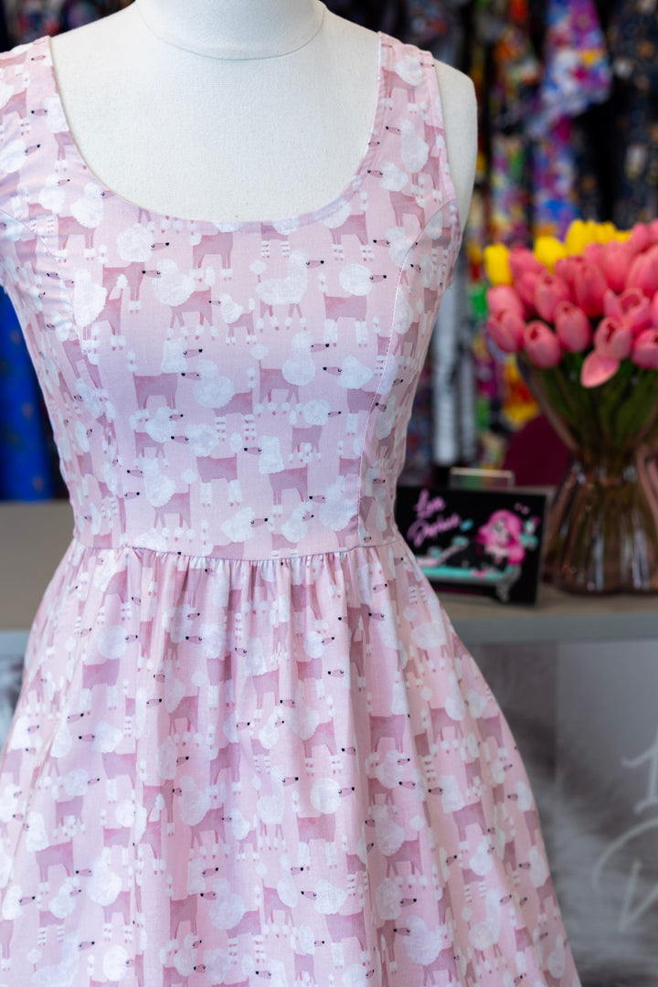 Pink Poodles Fit & Flare Dress