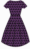 Pixie Sweetheart Dress - Purple Cats - Preorder for dispatch 2nd April