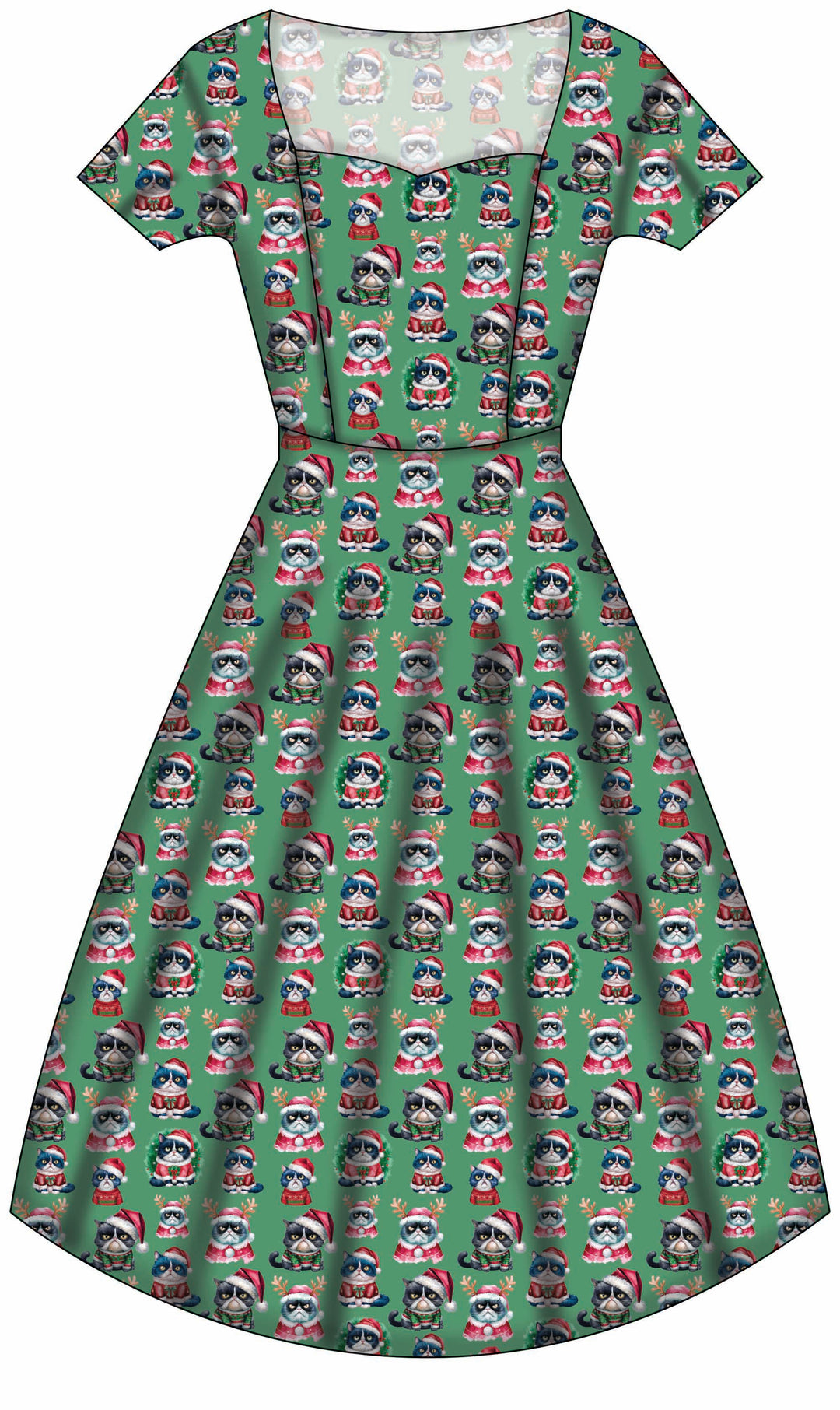 Pixie Sweetheart Dress - Grumpy Cats Christmas- Preorder for dispatch 28th of October