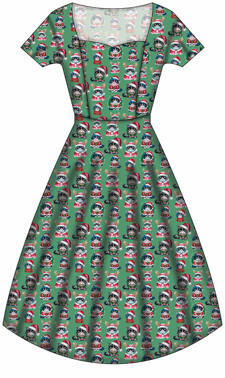 Pixie Sweetheart Dress - Grumpy Cats Christmas- Preorder for dispatch 28th of October