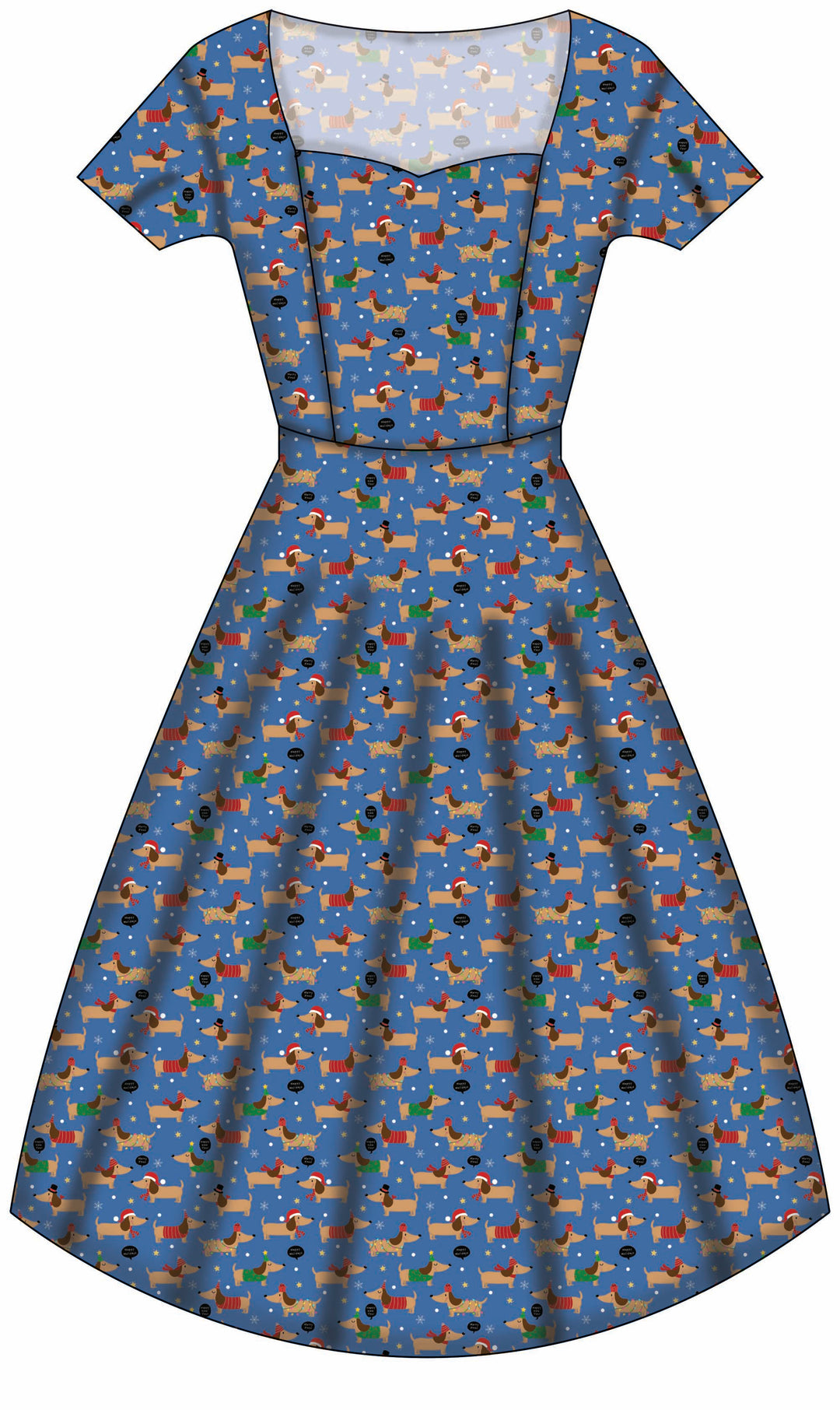 Pixie Sweetheart Dress - Long Dog's Christmas - Preorder for dispatch 28th of October