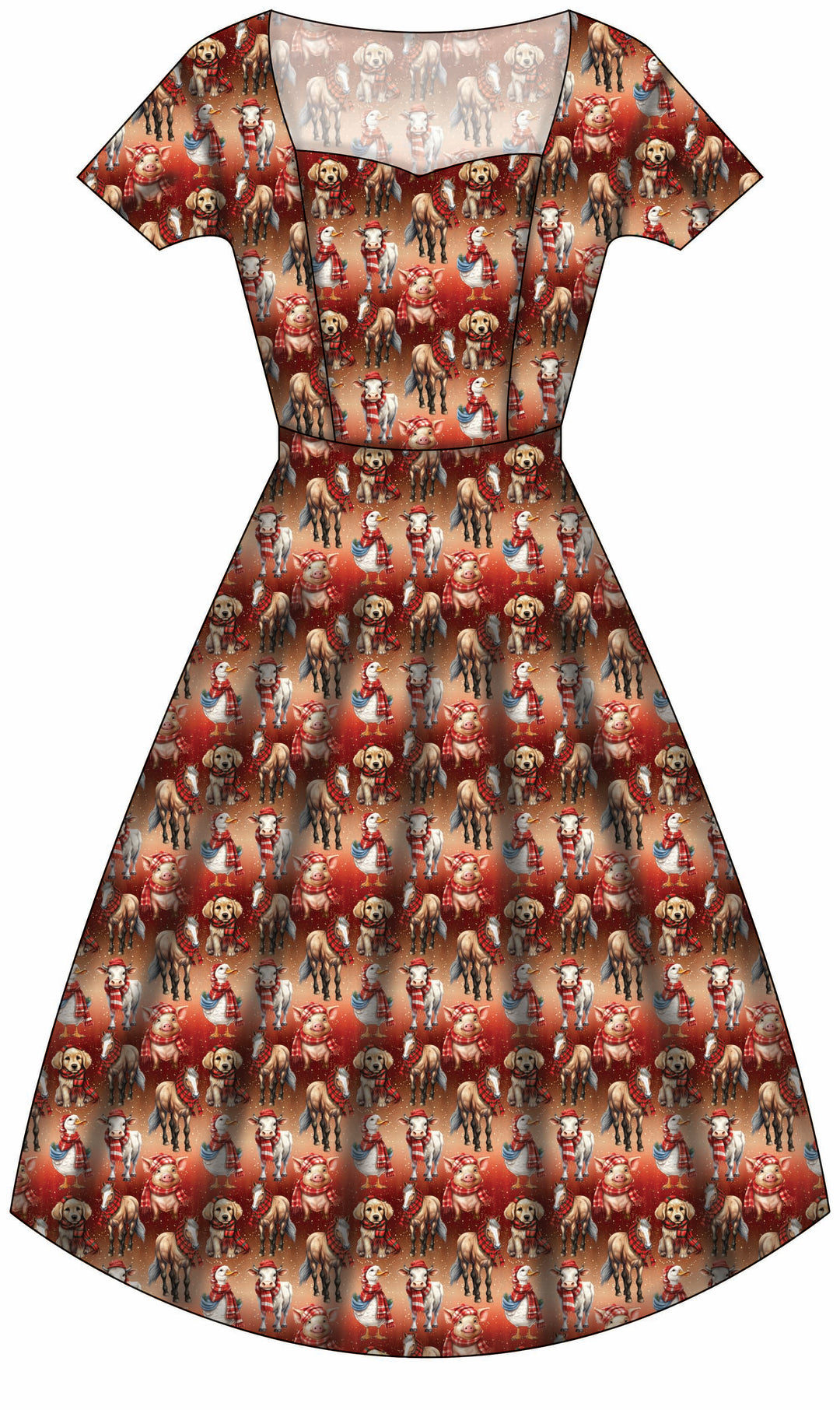 Pixie Sweetheart Dress - Farmyard Christmas - Preorder for dispatch 28th of October