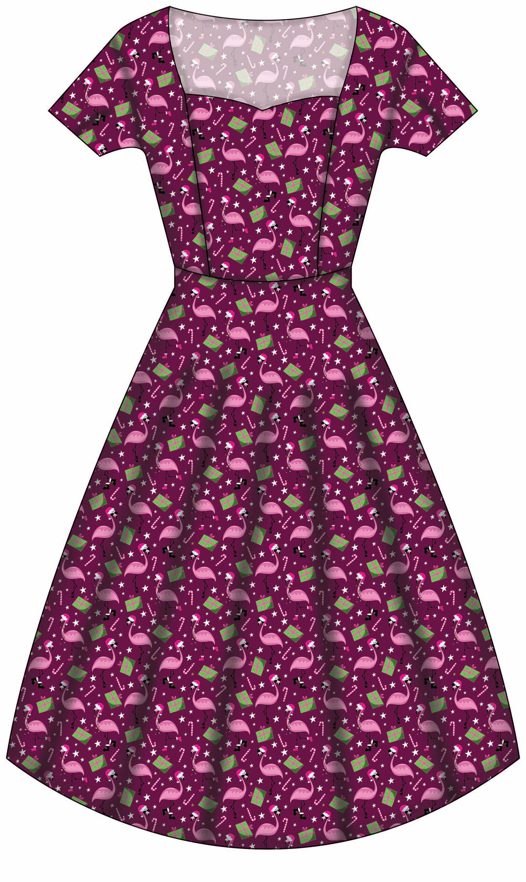 Pixie Sweetheart Dress - Flamingo Christmas - Preorder for dispatch 28th of October