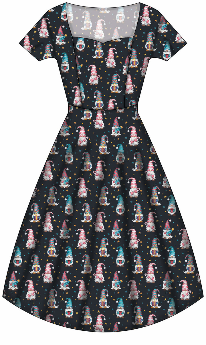 Pixie Sweetheart Dress - Christmas Gnomes - Preorder for dispatch 28th of October