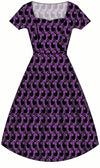 Pixie Sweetheart Dress - Purple Cats - Preorder for dispatch 2nd April