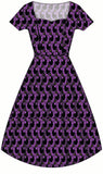 Pixie Sweetheart Dress - Purple Cats - Preorder for dispatch 2nd April