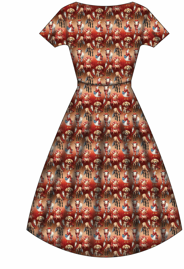 Pixie Sweetheart Dress - Farmyard Christmas - Preorder for dispatch 28th of October