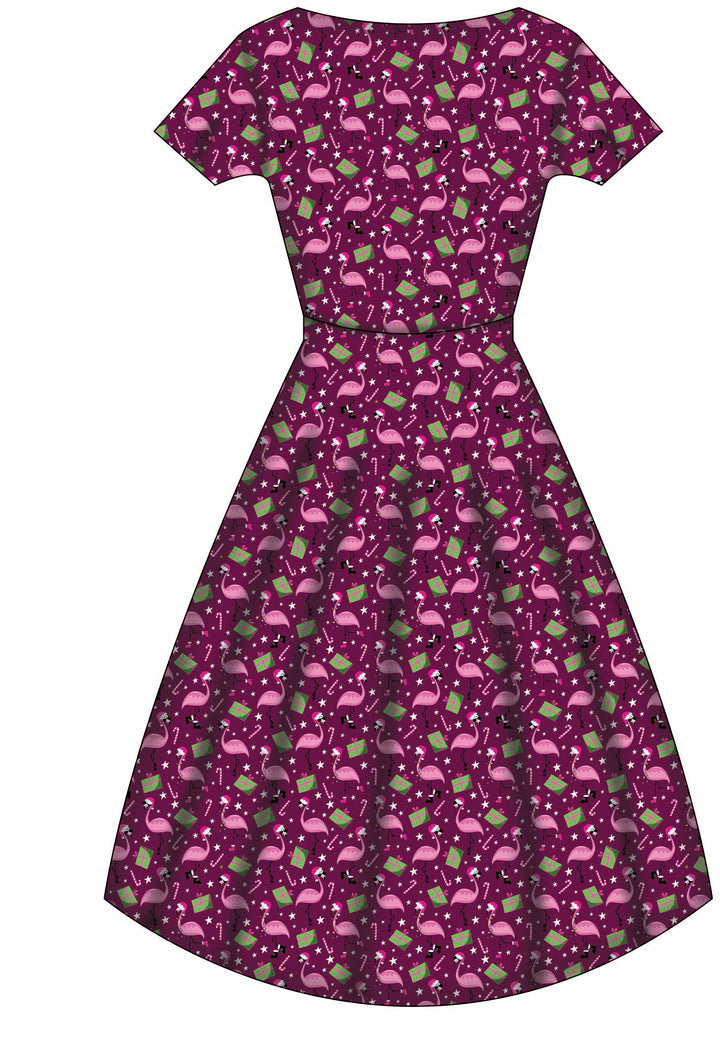 Pixie Sweetheart Dress - Flamingo Christmas - Preorder for dispatch 28th of October