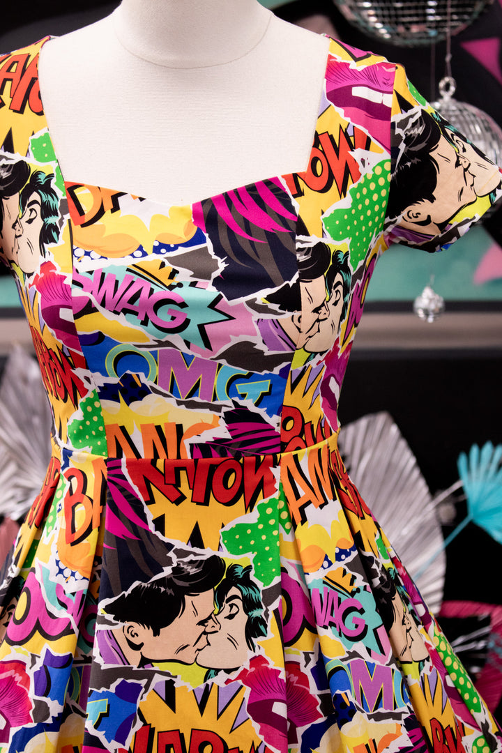 Pixie Sweetheart Dress in Comic Print