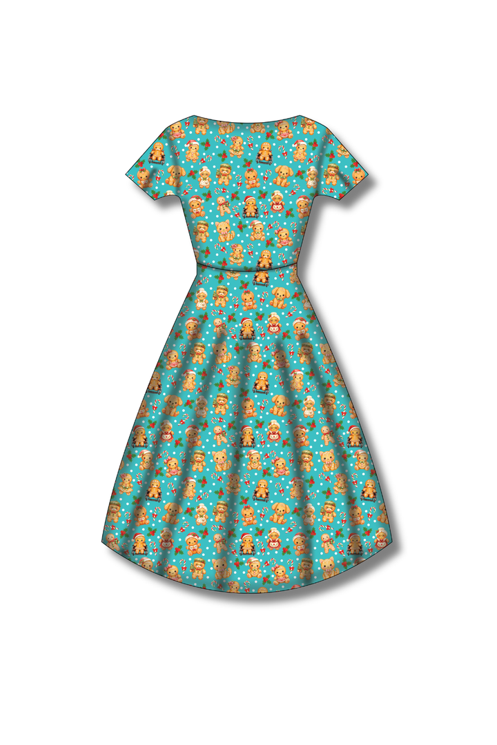 PREORDER - Pixie Swing Dress - Gingerbread Cheer - Estimated dispatch date 5th of November