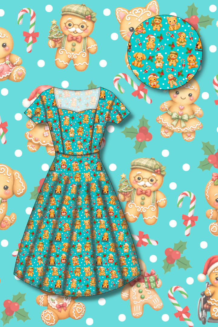 PREORDER - Pixie Swing Dress - Gingerbread Cheer - Estimated dispatch date 5th of November