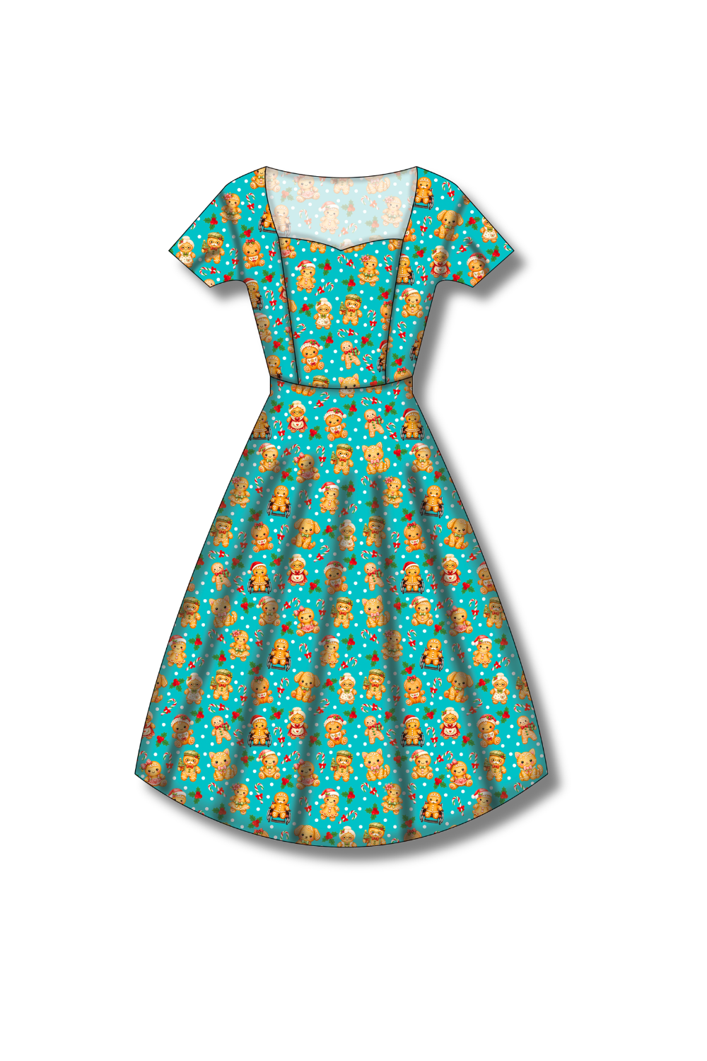 PREORDER - Pixie Swing Dress - Gingerbread Cheer - Estimated dispatch date 5th of November