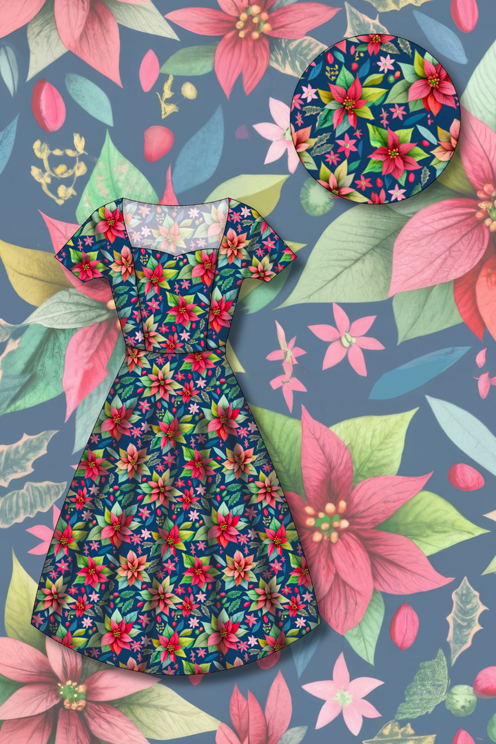 PREORDER - Pixie Swing Dress - Poinsettia Party - Estimated dispatch date 5th of November
