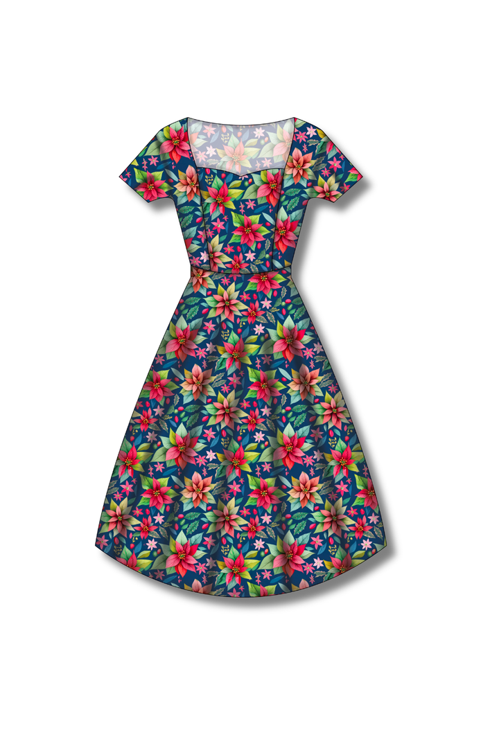 PREORDER - Pixie Swing Dress - Poinsettia Party - Estimated dispatch date 5th of November