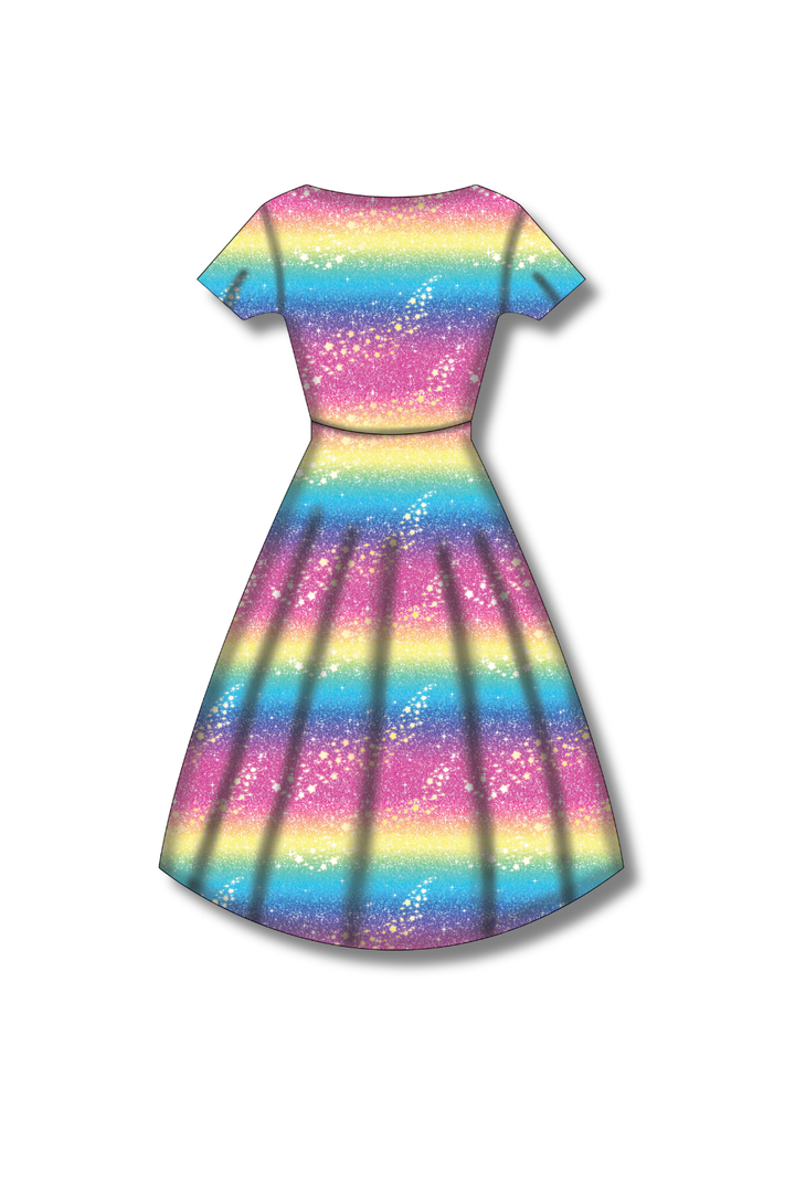 PREORDER - Pixie Swing Dress - Rainbow Christmas - Estimated dispatch date 5th of November