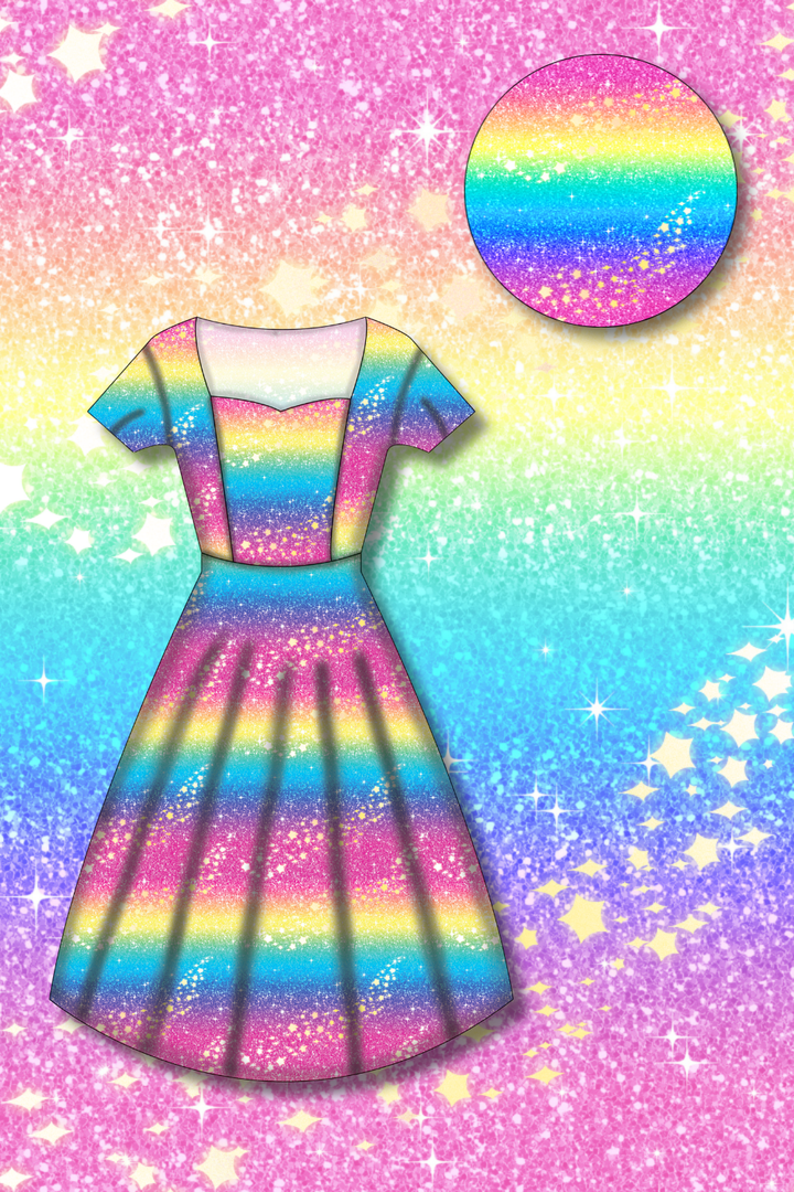 PREORDER - Pixie Swing Dress - Rainbow Christmas - Estimated dispatch date 5th of November
