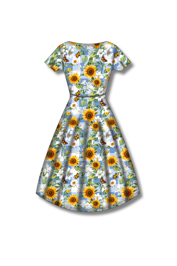 PREORDER - Pixie Sweetheart Dress - Sunflower Blue Gingham - Estimated dispatch date 27th of October
