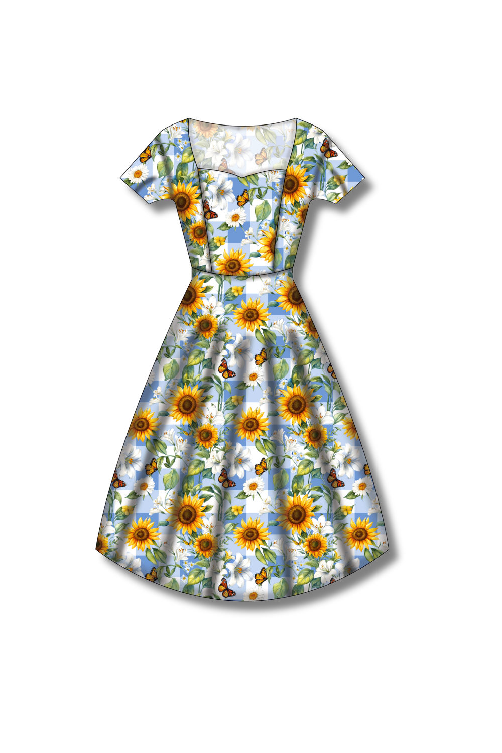 PREORDER - Pixie Sweetheart Dress - Sunflower Blue Gingham - Estimated dispatch date 27th of October