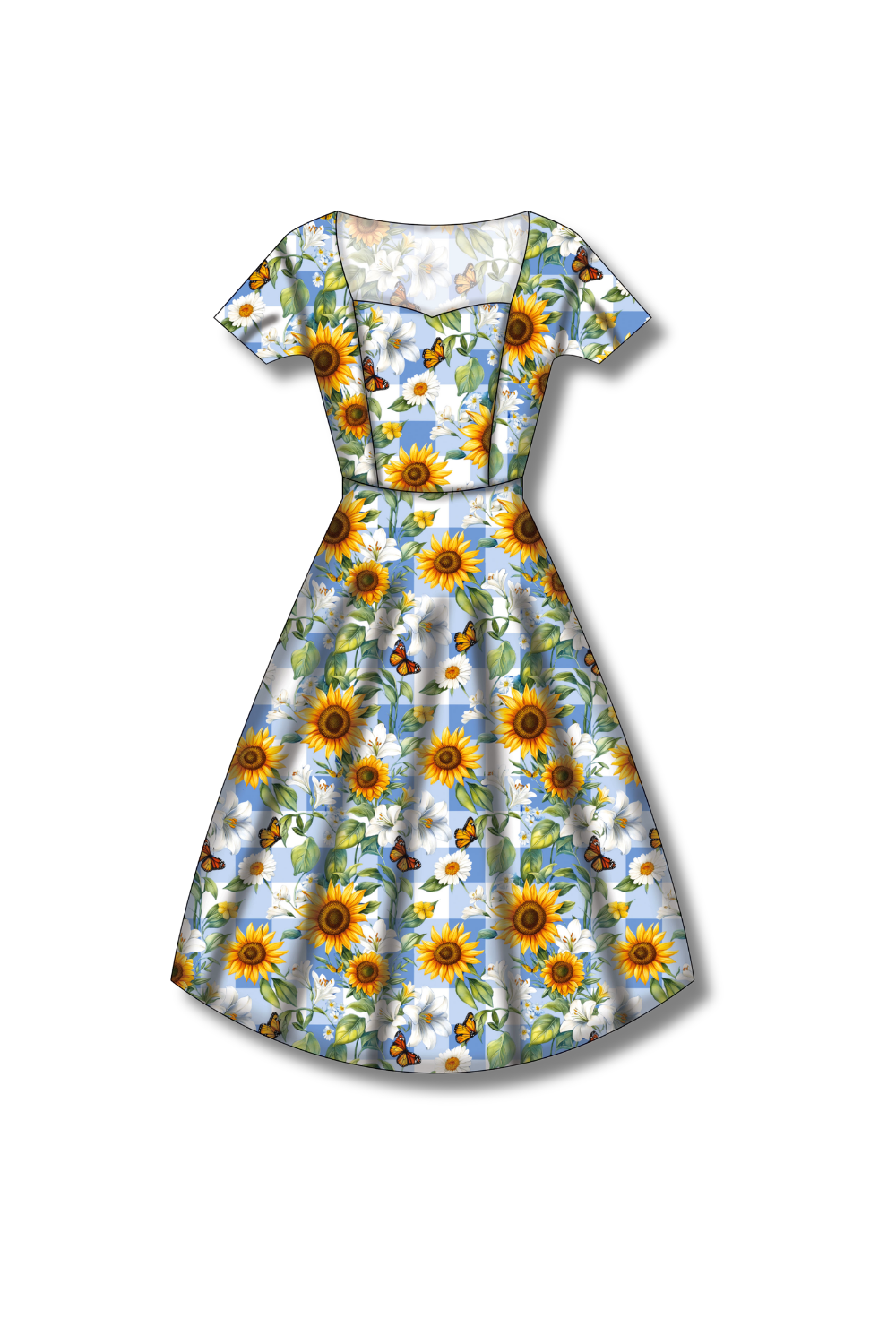 PREORDER - Pixie Sweetheart Dress - Sunflower Blue Gingham - Estimated dispatch date 27th of October