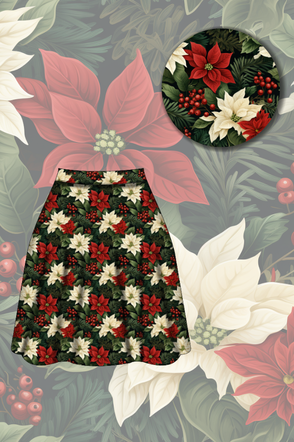 Nellie Skater Skirt - Poinsettia - Preorder for dispatch 28th of October