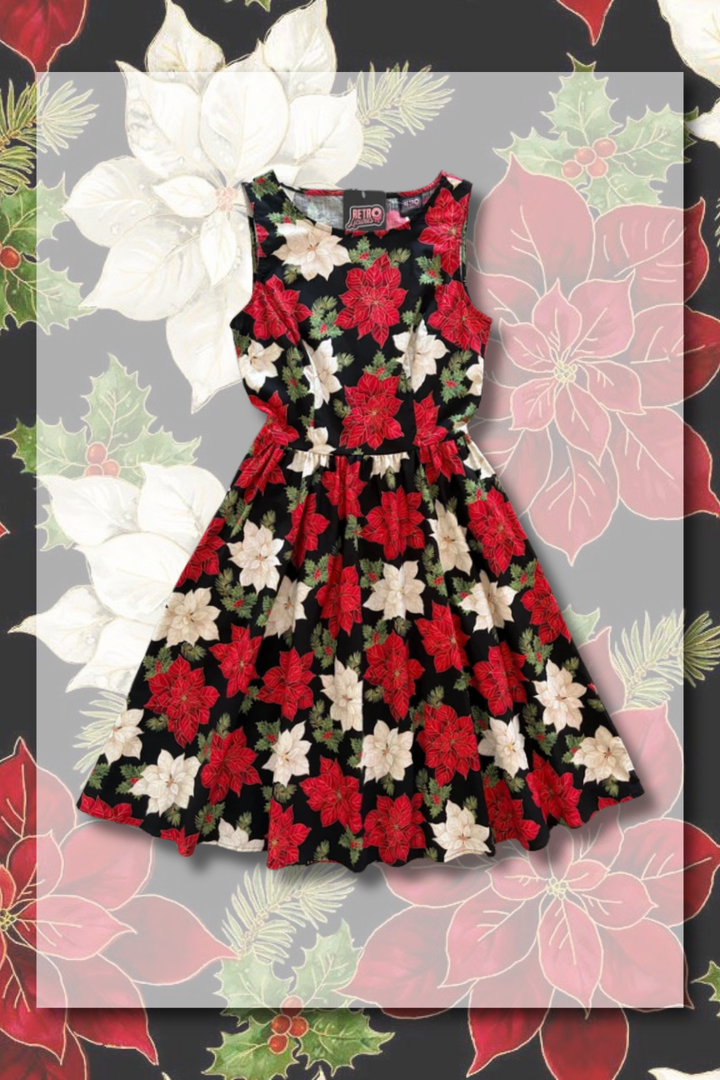 PREORDER - Poinsettia Vintage Dress - Estimated dispatch 29th of October