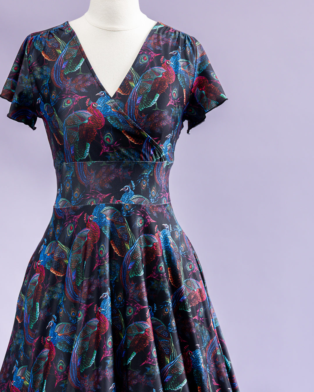 Mimi Swing Dress in Pretty Peacock Print